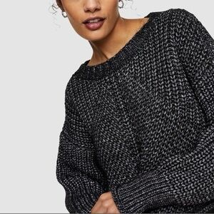 Topshop twist yarn charcoal grey chunky knit crop cozy pullover